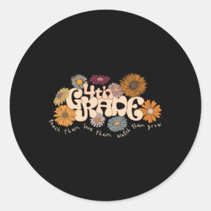 Groovy 4th 4th Grade Teacher Beleg ihnen Liebe Th Runder Aufkleber