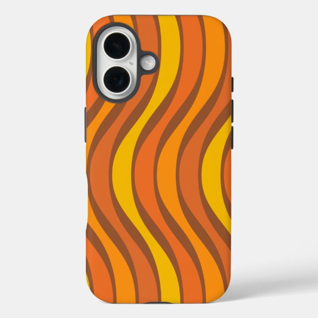 Groovy 60er 70er Abstrakt Wavy Lines Orange Brown Case-Mate iPhone Hülle (Rückseite)