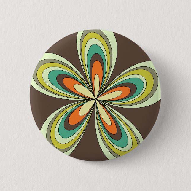 Groovy 60er 70er Hippie Blume Brown Retro Daisy Button (Vorderseite)