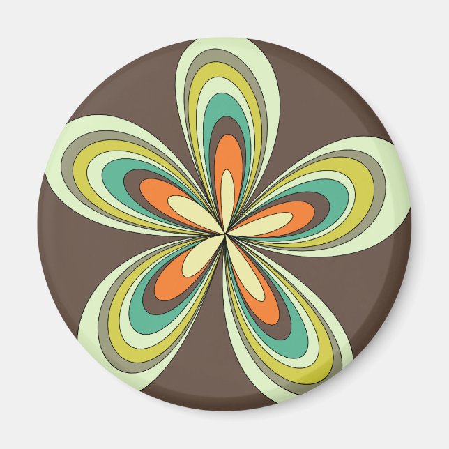 Groovy 60er 70er Hippie Blume Brown Retro Daisy Magnet (Vorne)
