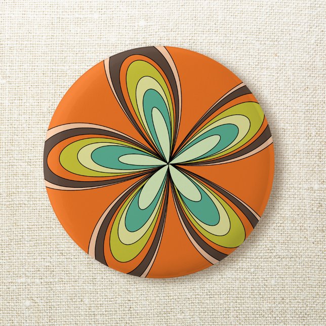 Groovy 60er 70er Hippie Blume Orange Retro Daisy Button (Von Creator hochgeladen)