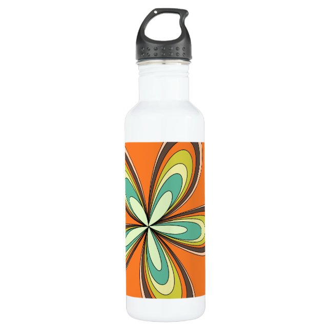 Groovy 60er 70er Hippie Blume Orange Retro Daisy Trinkflasche (Vorderseite)