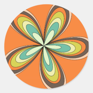 Groovy 60er 70er Hippie-Blume Orange Retro-Margeri Runder Aufkleber