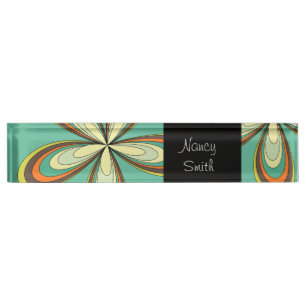 Groovy 60er 70er Hippie Blume Türkis Daisy Name Namensplakette