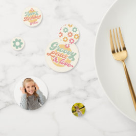 Groovy 60er Blume Geburtstagsparty, jedes Alter Konfetti