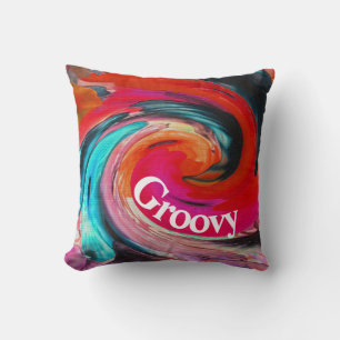 Groovy 60's Retro Bright Swirled Gefärbte Krawatte Kissen