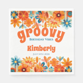 Groovy 60's Vibe Floral Retro Geburtstag Serviette