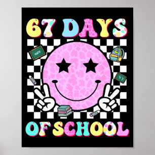 Groovy 67 Schultage Smiley Gesicht Lehrer Kinder W Poster