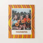 Groovy 70er Autumn Orange Brown Custom Foto Puzzle<br><div class="desc">Groovy 60s 70s Fall Orange Brown Custom Foto von Thankful Puzzle</div>