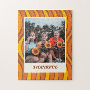 Groovy 70er Autumn Orange Brown Custom Foto Puzzle