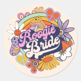 Groovy 70er Bachelorette Boogie Bride ID929 Runder Aufkleber