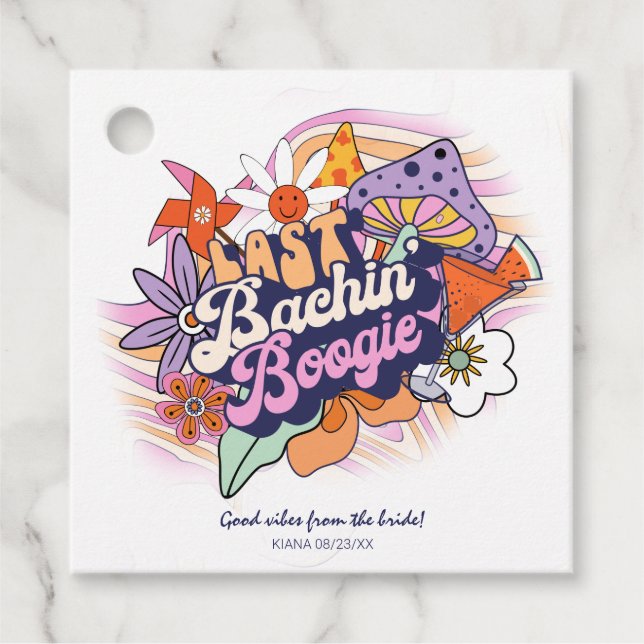 Groovy 70er Bachelorette Good Vibes ID929 Geschenkanhänger (Vorderseite)