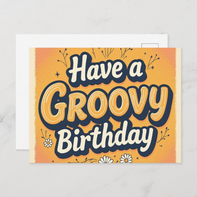 Groovy 70er Birthday Card Postkarte (Vorne/Hinten)