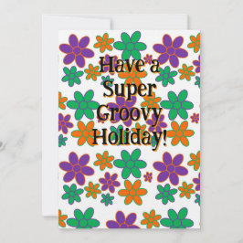 Groovy 70er Blume Inspiriert Urlaubskarte Einladung