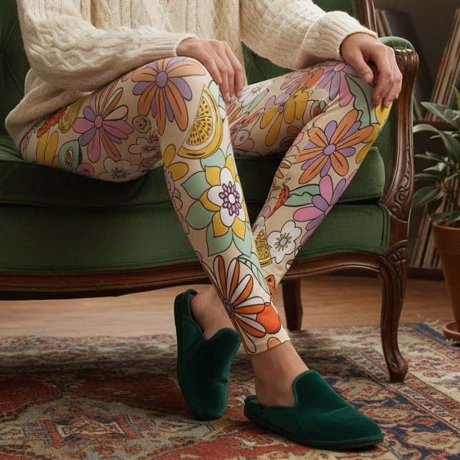 Groovy 70er Blume Power ID929 Leggings (Von Creator hochgeladen)