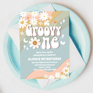 Groovy 70er Daisy Erstes Geburtstagseinladung Einladung