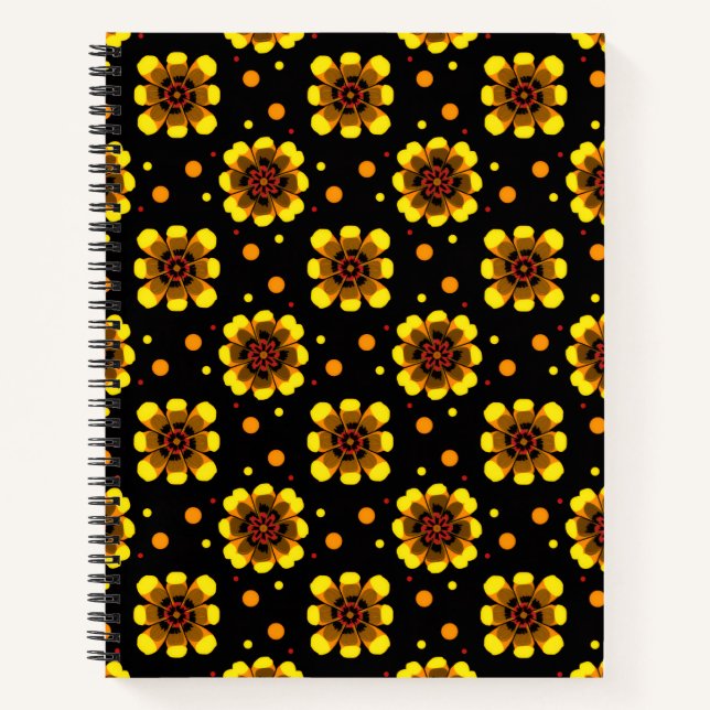 Groovy 70er Daisy Flower Power Muster Notizbuch (Vorderseite)
