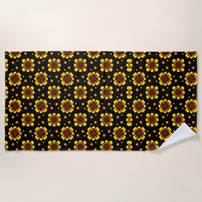 Groovy 70er Daisy Flower Power Muster Strandtuch (Vorderseite)