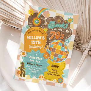 Groovy 70er Disco Zum Geburtstag Einladung