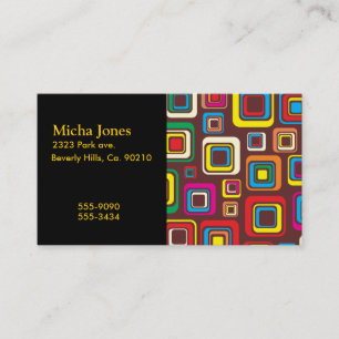 Groovy 70er Fliesen-Muster-Quadrate auf Brown Visitenkarte