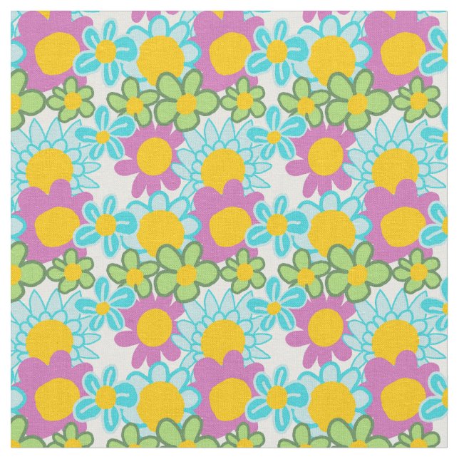 Groovy 70er Floral Fabric Stoff (Nahaufnahme)