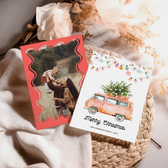 Groovy 70er Foto Weihnachtskarte Feiertagskarte (Von Creator hochgeladen)