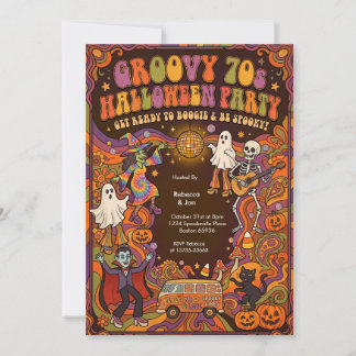 Groovy 70er Halloween-Party-Einladung Einladung
