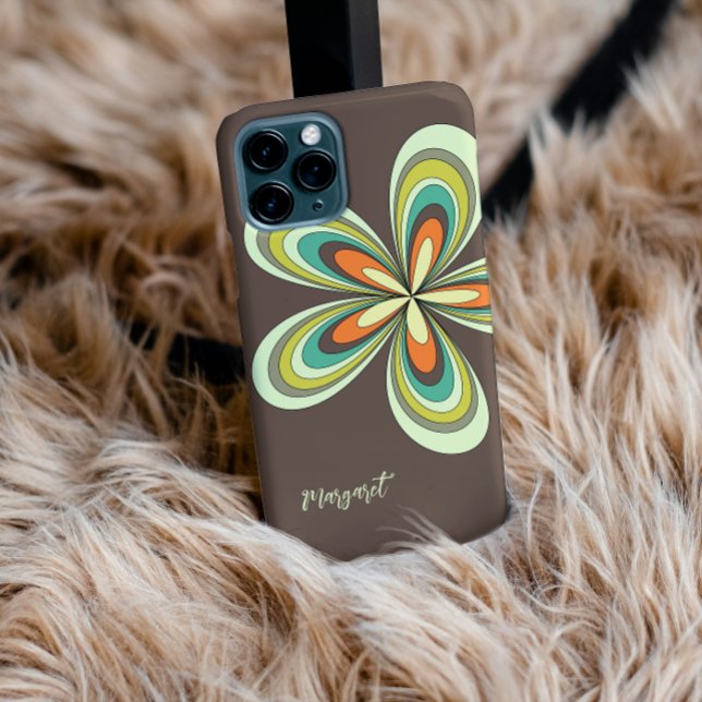 Groovy 70er Hippie Blume Brown Retro Daisy Name Case-Mate iPhone Hülle (Von Creator hochgeladen)