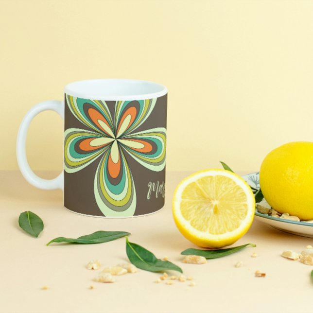 Groovy 70er Hippie Blume Brown Retro Daisy Name Kaffeetasse (Von Creator hochgeladen)