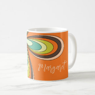 Groovy 70er Hippie Blume Orange Retro Daisy Name Kaffeetasse