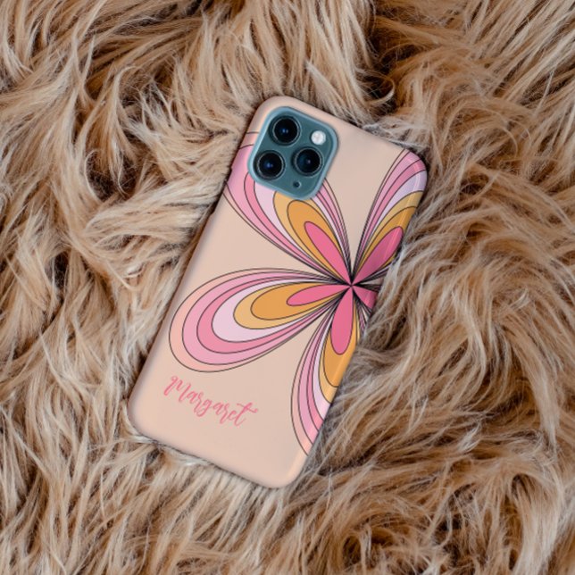 Groovy 70er Hippie Blume Peach Fuzz Daisy Name Case-Mate iPhone Hülle (Von Creator hochgeladen)