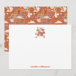 Groovy 70er Hippie Peace Orange Bat Mitzvah Custom Dankeskarte