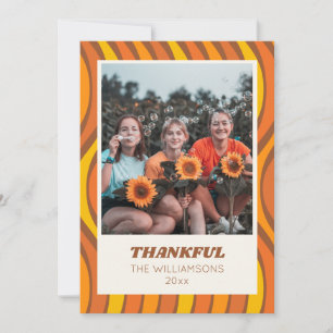 Groovy 70er Jahre Herbst Orange Braun Benutzerdefi Feiertagskarte