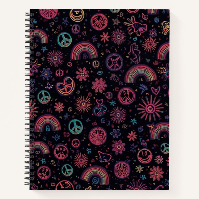 Groovy 70er Jahre Psychedelic Tumbler | Smiley-Ges Notizbuch (Vorderseite)