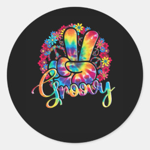 Groovy 70er Jahre Tie Dye Vintage Retro Hippie Hal Runder Aufkleber