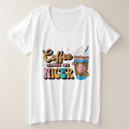 Groovy 70er Leopard Print Kaffee Macht Mich Nett Große Größe T-Shirt
