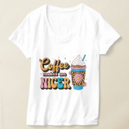 Groovy 70er Leopard Print Kaffee Macht Mich Nett T-Shirt