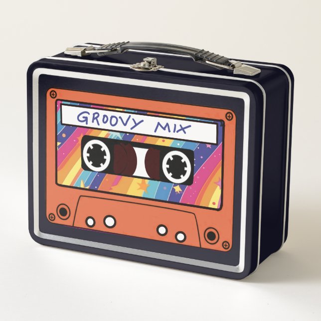 Groovy 70er-Mixtape Metall Brotdose (Vorderseite)