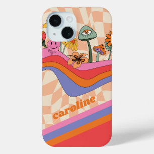 Groovy 70er Mushroom Blume Personalisiert Peach Case-Mate iPhone Hülle