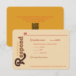 Groovy 70er Orange Brown Bitte Hochzeit RSVP Karte