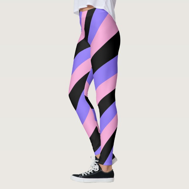 Groovy 70er Psychedelic Pink & lila Strickschwarz Leggings (Links)