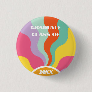 Groovy 70er Retro Button Bildung Abschluss Farbig