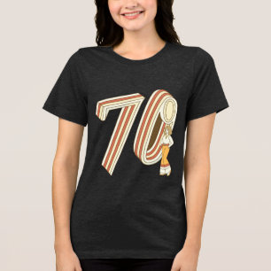 Groovy 70er Retro-Gestreiftes Nummer Vintage T-Shi Tri-Blend Shirt