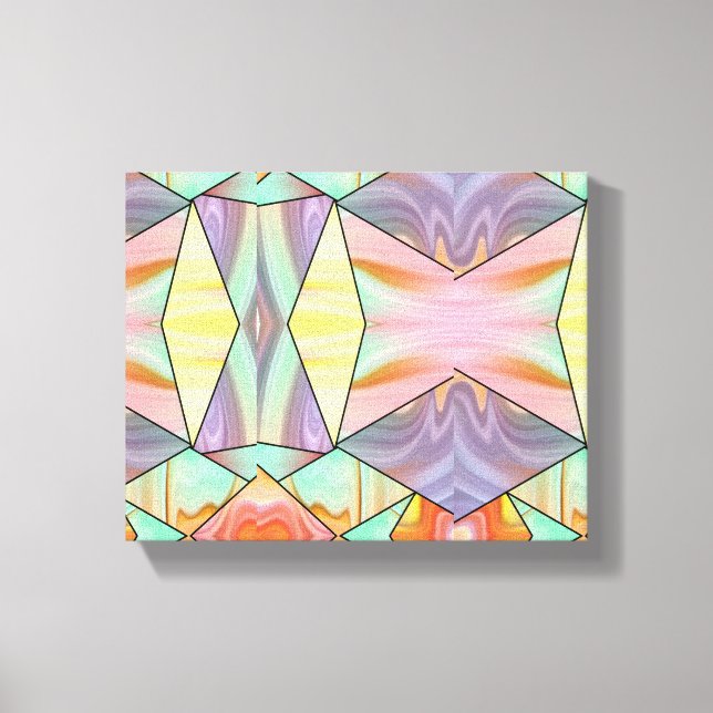 Groovy 70er Rosa lila und aquamarines Marmormuster Leinwanddruck (Vorderseite)