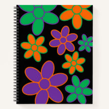 Groovy 70er Style Blume Spiral Notebook