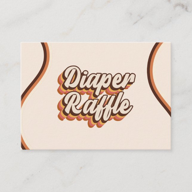 Groovy 70er Typografie Retro Rainbow Diaper Raffle Begleitkarte (Vorderseite)