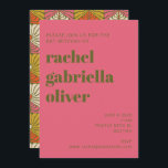 Groovy 70er Vintag Pink Green Floral Bat Mitzvah Einladung<br><div class="desc">Set den Ton für ein abwechslungsreiches Fest mit dieser Retro-Inspiriert, hellrosa und grüne Bat Mitzvah Einladung! Diese Einladung eignet sich hervorragend, um Ihre Veranstaltung mit kühnen 70er-Vibes zu bereichern. Freuen Sie sich auf zauberhafte Farben und ein Vintag inspiriertes Design, das Ihre Gäste begeistert. Egal ob Ihr Party disco-thematisch, boho-chic oder...</div>