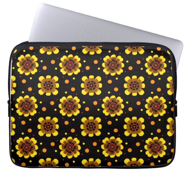 Groovy 70s Daisy Flower Power Pattern Laptopschutzhülle (Vorderseite)