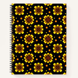 Groovy 70s Daisy Flower Power Pattern Notizbuch