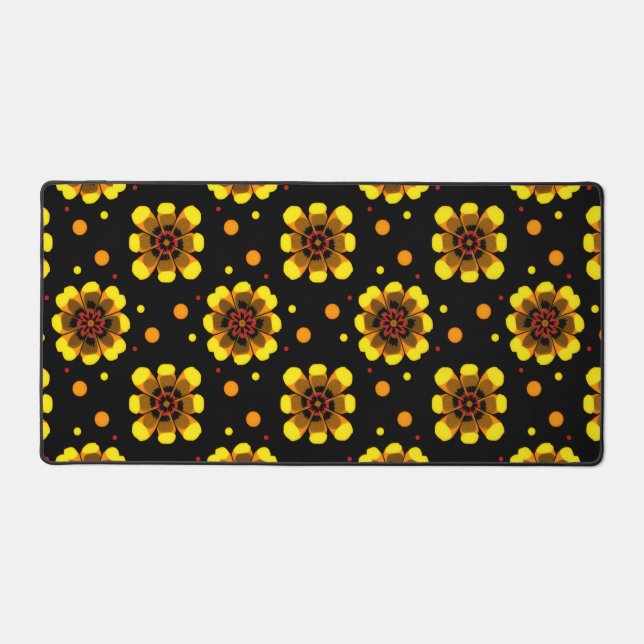 Groovy 70s Daisy Flower Power Pattern Schreibtischunterlage (Vorderseite)